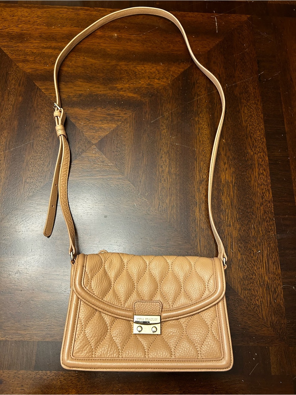Vera Bradley Quilted Leather Tess Tan Crossbody Bag